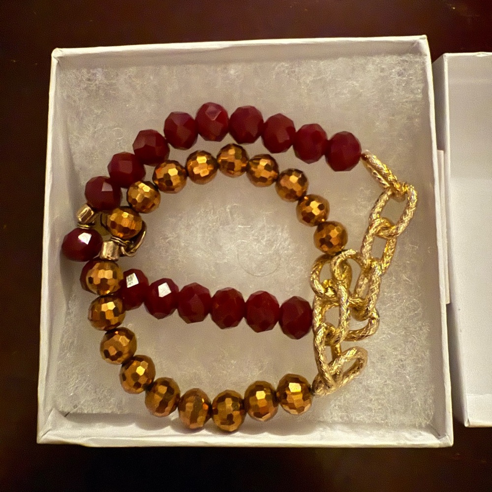 Garnet and Gold Beaded Bracelets (set) FSU